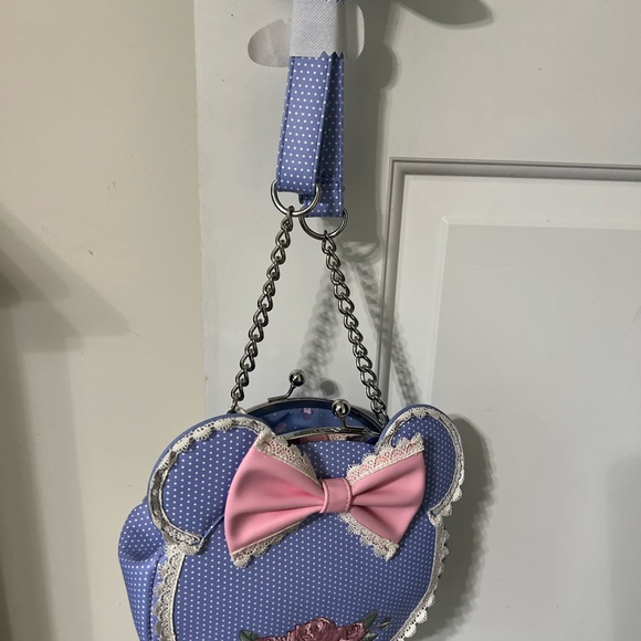 Loungefly Blue and Pink Crossbody Bag Minnie lace Disney - Picture 2 of 6